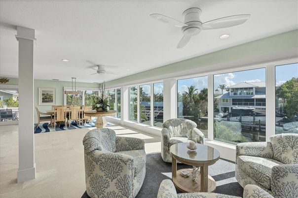Dining room, Interior, Living room, Recessed Lighting, Sun Room, Water