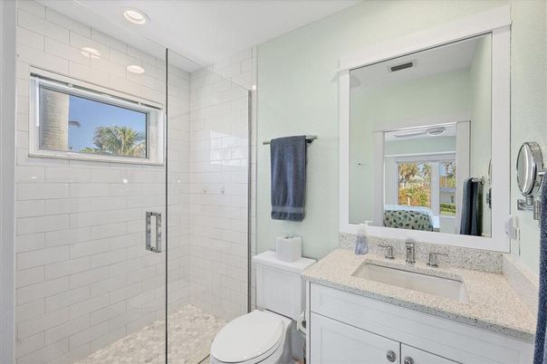 Bathroom, Glass Shower, Interior, Recessed Lighting