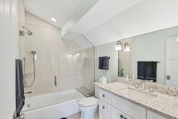 Bathroom, Glass Shower, Interior, Recessed Lighting