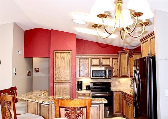 Chandelier, Interior, Kitchen, Stainless Steel Appliances