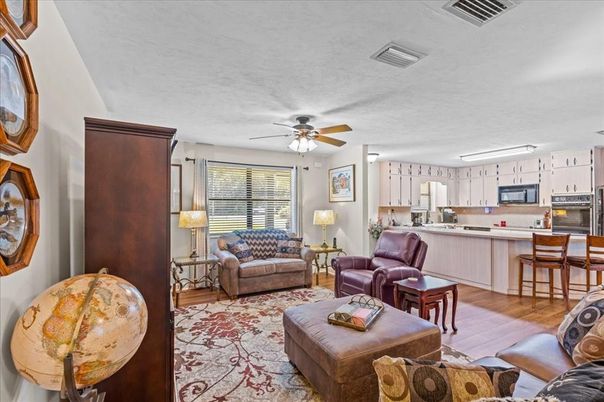 Interior, Kitchen, Living room, Stainless Steel Appliances, Wood Texture Flooring