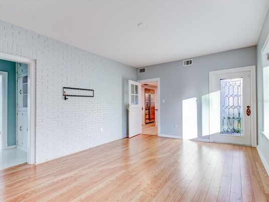 Empty room, Interior, Stone Walls, Wood Texture Flooring
