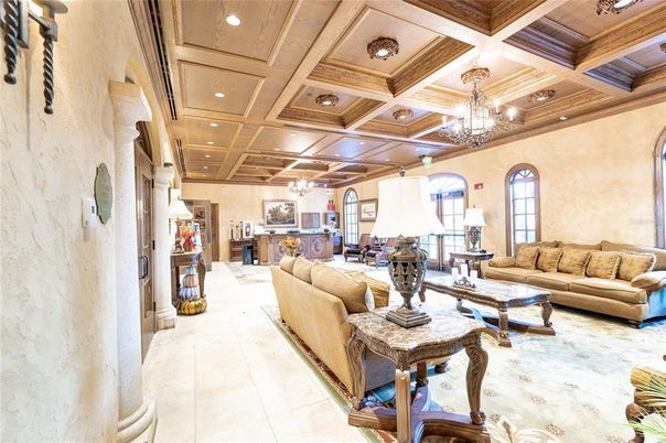 Chandelier, Fireplace, Interior, Living room, Recessed Lighting