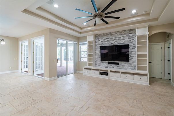 Empty room, Interior, Recessed Lighting, Stone Walls