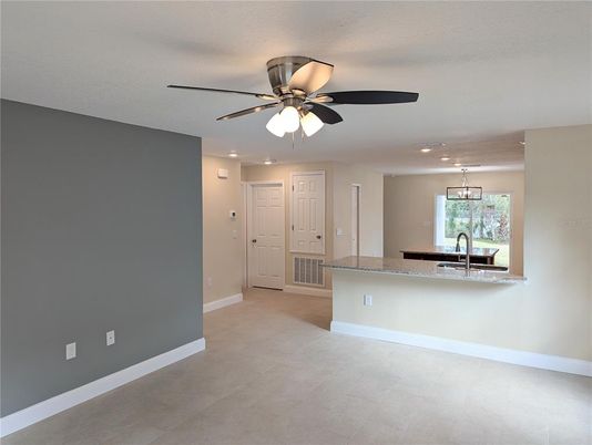 Empty room, Interior, Kitchen, Pendant Lights, Recessed Lighting