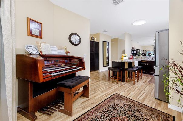 Dining room, Interior, Kitchen, Piano, Wood Texture Flooring