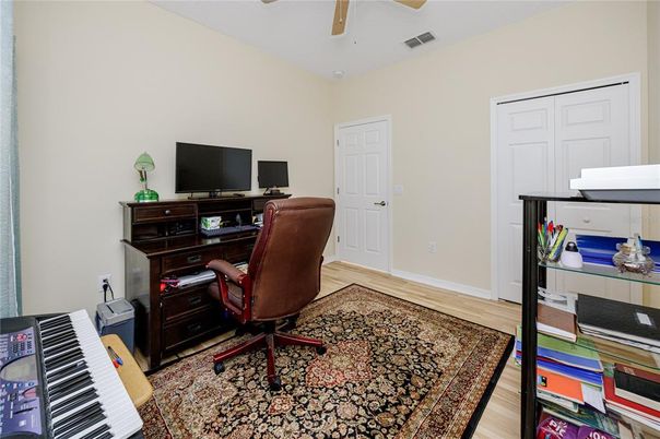 Home Office, Interior, Piano, Wood Texture Flooring