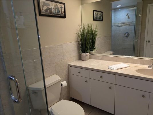 Bathroom, Glass Shower, Interior, Recessed Lighting