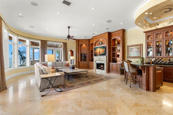 Fireplace, Interior, Living room, Recessed Lighting