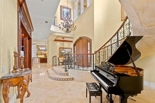 Chandelier, Interior, Piano, Recessed Lighting