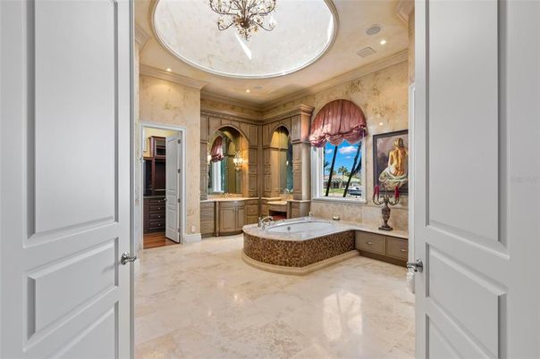 Bathroom, Chandelier, Interior, Recessed Lighting