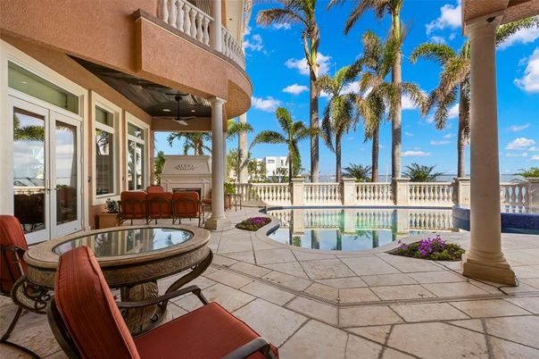 Exterior, Fireplace, Pool