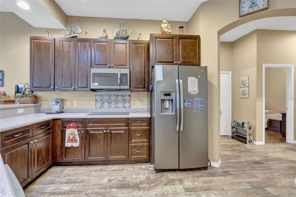 Interior, Kitchen, Recessed Lighting, Wood Texture Flooring