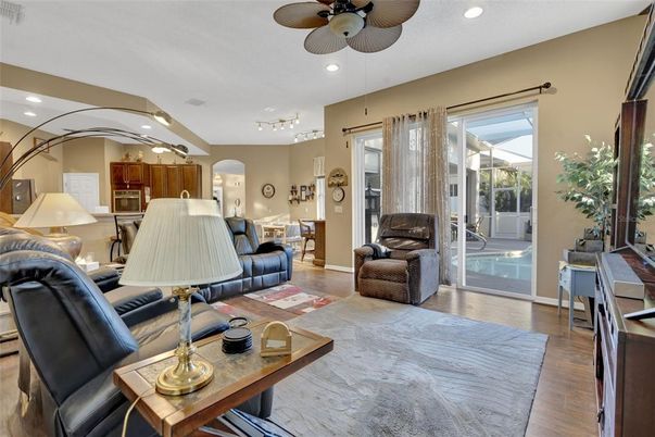 Interior, Living room, Recessed Lighting, Wood Texture Flooring