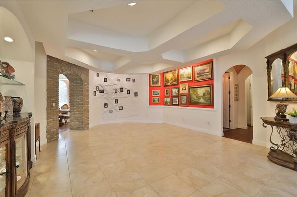 Fireplace, Interior, Recessed Lighting, Stone Walls