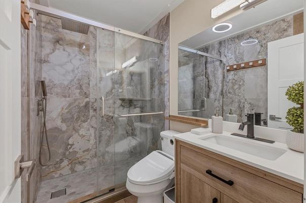 Bathroom, Glass Shower, Interior, Marble Walls