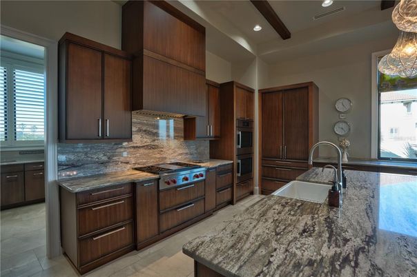 Interior, Kitchen, Recessed Lighting, Stainless Steel Appliances, Wooden Beams
