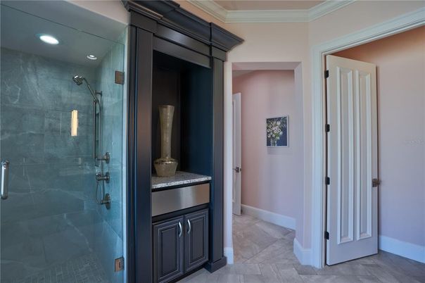 Bathroom, Glass Shower, Interior, Recessed Lighting