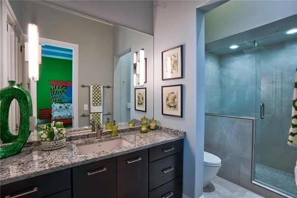 Bathroom, Glass Shower, Interior, Recessed Lighting