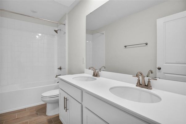 Bathroom, Dual Sink Vanities, Interior, Wood Texture Flooring