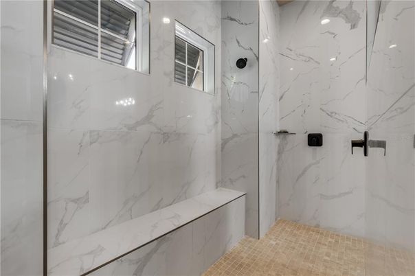 Bathroom, Glass Shower, Interior, Marble Walls