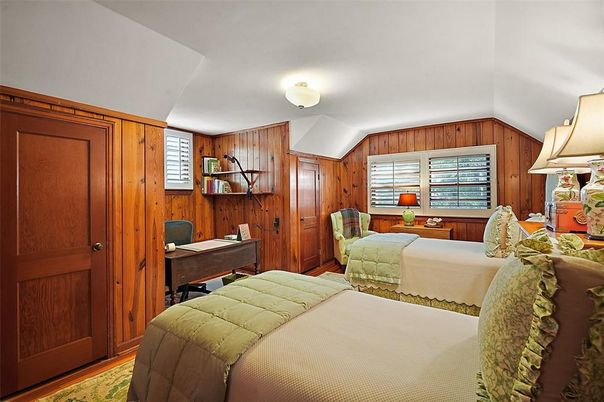 Bedroom, Home Office, Interior, Wood Texture Flooring, Wooden Walls