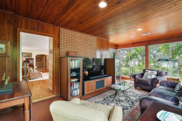 Interior, Living room, Recessed Lighting, Stone Walls, Wooden Ceilings, Wooden Walls