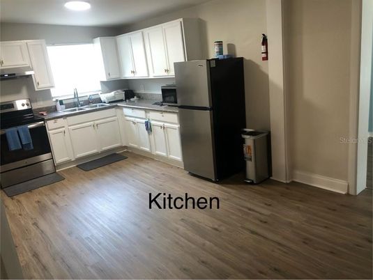 Interior, Kitchen, Recessed Lighting, Wood Texture Flooring