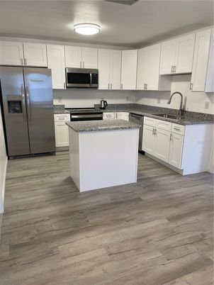 Interior, Kitchen, Stainless Steel Appliances, Wood Texture Flooring