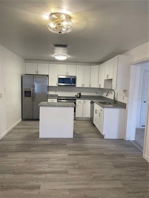 Interior, Kitchen, Stainless Steel Appliances, Wood Texture Flooring