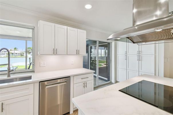 Interior, Kitchen, Recessed Lighting, Stainless Steel Appliances, Water