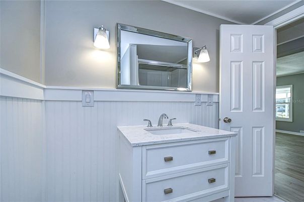 Bathroom, Dual Sink Vanities, Interior, Wood Texture Flooring