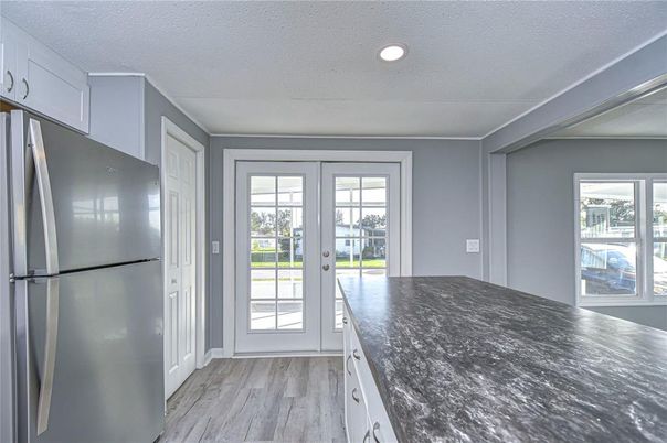 Interior, Kitchen, Recessed Lighting, Wood Texture Flooring