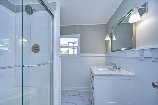 Bathroom, Dual Sink Vanities, Glass Shower, Interior, Marble