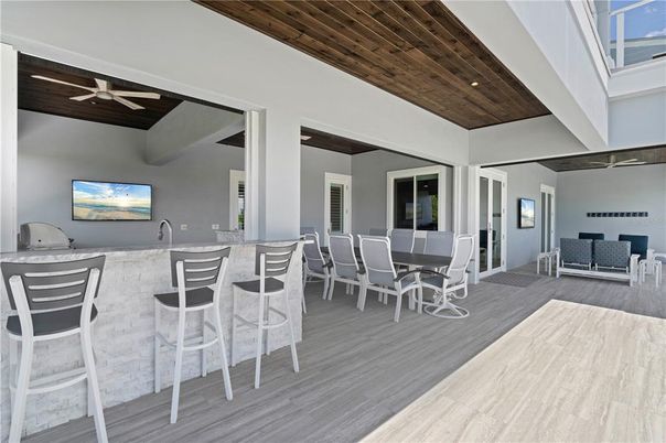 Dining room, Interior, Recessed Lighting, Wooden Ceilings, Wood Texture Flooring