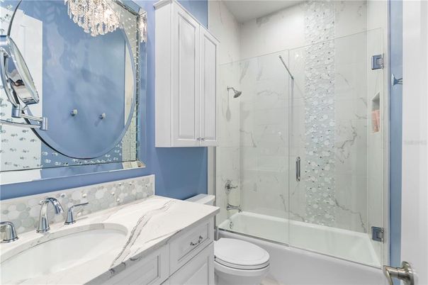 Bathroom, Glass Shower, Interior, Marble Walls