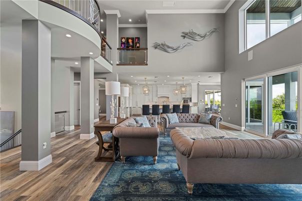 Dining room, Interior, Kitchen, Living room, Pendant Lights, Recessed Lighting, Wood Texture Flooring