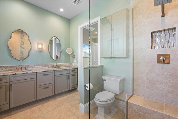 Bathroom, Glass Shower, Interior, Recessed Lighting