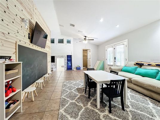 Dining room, Interior, Living room, Recessed Lighting, Wooden Walls