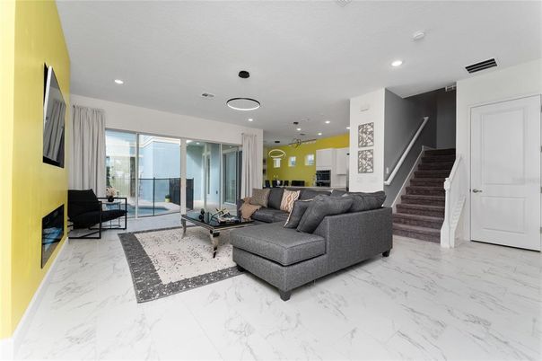 Interior, Living room, Marble, Recessed Lighting