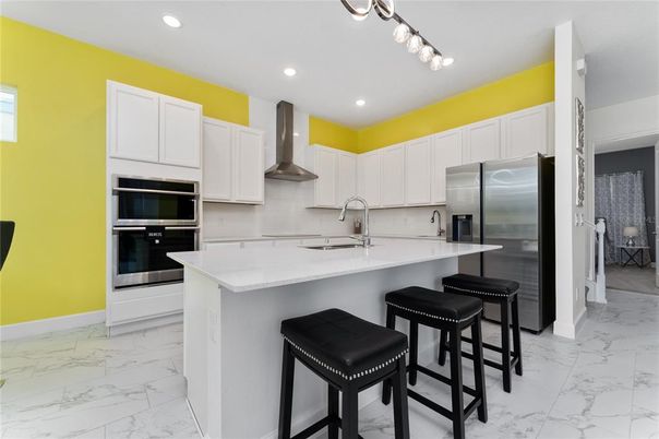 Interior, Kitchen, Marble, Recessed Lighting, Stainless Steel Appliances