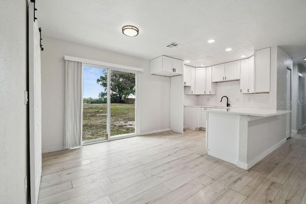 Interior, Kitchen, Recessed Lighting, Wood Texture Flooring