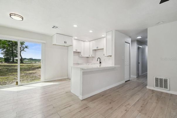 Interior, Kitchen, Recessed Lighting, Wood Texture Flooring