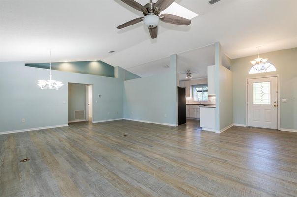 Chandelier, Empty room, Interior, Wood Texture Flooring