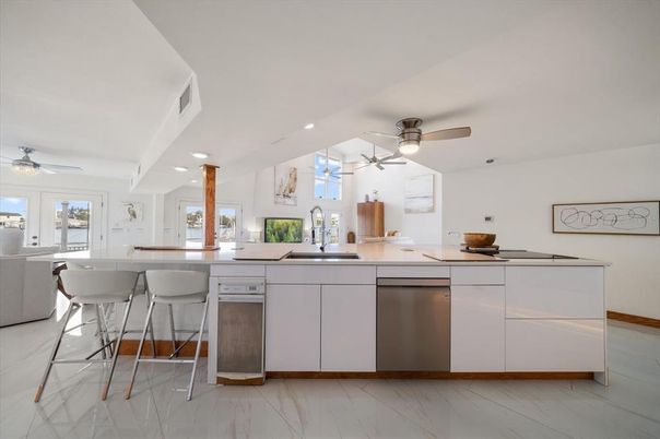 Interior, Kitchen, Marble, Recessed Lighting, Stainless Steel Appliances
