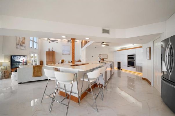 Interior, Kitchen, Living room, Marble, Recessed Lighting