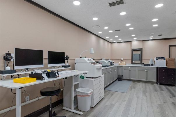 Home Office, Interior, Recessed Lighting, Wood Texture Flooring
