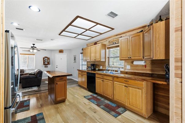 Interior, Kitchen, Recessed Lighting, Wood Texture Flooring