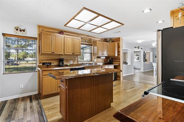 Interior, Kitchen, Recessed Lighting, Wood Texture Flooring