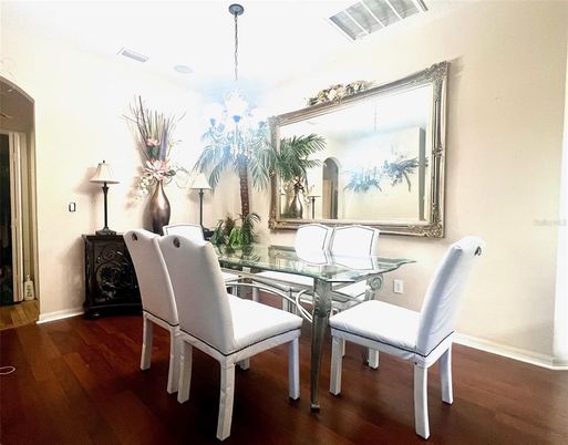 Chandelier, Dining room, Interior, Wood Texture Flooring